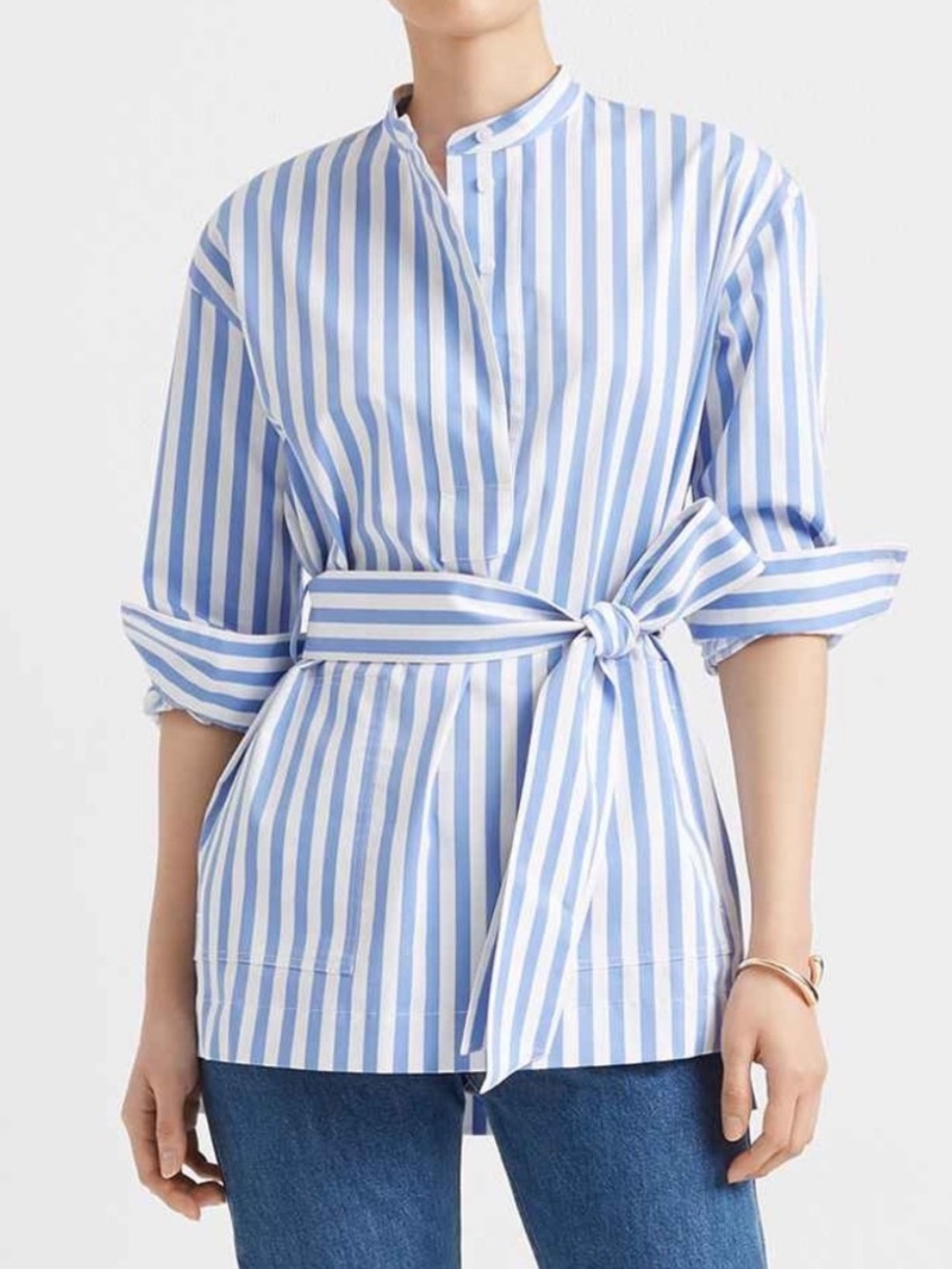 Club Monaco Belted Stripe Tunic Top L